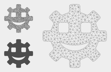 Mutlu Servis Dişli Smiley Vektör Mesh 2d Model ve Üçgen Mozaik Simgesi