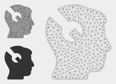 Kafa Cerrahisi Anahtarı Vektör Örgü Karkas Modeli ve Üçgen Mozaik Simgesi