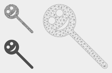 Mutlu Chupa Chups Vektör Örgü Karkas Modeli ve Üçgen Mozaik Simgesi