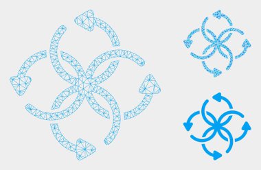 Düğüm Rotasyon Vektör Örgü Tel Çerçeve Modeli ve Üçgen Mozaik Simgesi