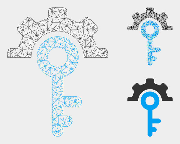 Key Options Vector Mesh Network Model and Triangle Mosaic Icon