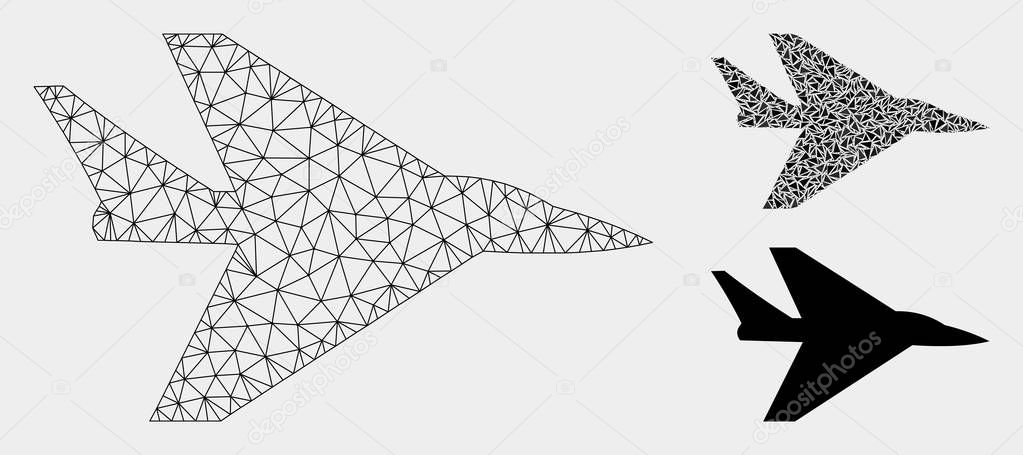 Intercepter Plane Vector Mesh 2D Model and Triangle Mosaic Icon
