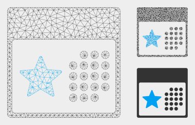 Tatil Takvimi Vektör Örgü Tel Çerçeve Modeli ve Üçgen Mozaik Simgesi