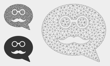 Büyükbaba Smiley Mesaj Vektör Örgü Tel Çerçeve Modeli ve Üçgen Mozaik Simgesi