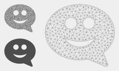 Mutlu Sohbet Mesajı Vektör Örgü Ağ Modeli ve Üçgen Mozaik Simgesi