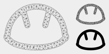 Kask Vektör Örgü Ağ Modeli ve Üçgen Mozaik Simgesi