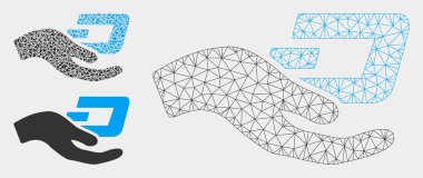 El Teklif Dash Vektör Örgü Ağ Modeli ve Üçgen Mozaik Simgesi