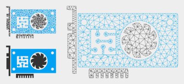 Gpu Hızlandırıcı Kart Vektör Örgü 2d Model ve Üçgen Mozaik Simgesi