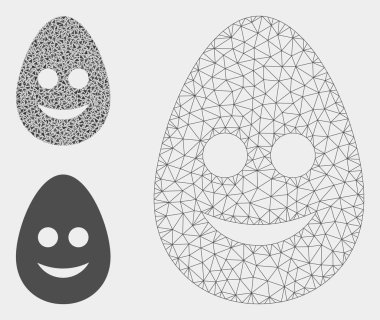 Mutlu Yumurta Vektör Örgü Tel Çerçeve Modeli ve Üçgen Mozaik Simgesi