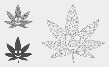 Mutlu Esrar Vektör Örgü Ağ Modeli ve Üçgen Mozaik Simgesi