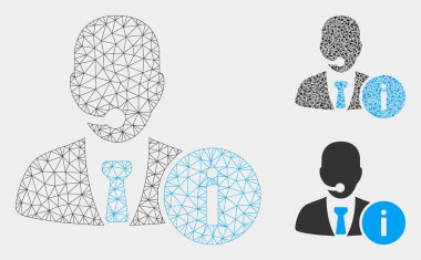 Yardım Masası Yöneticisi Vektör Örgü Tel Çerçeve Modeli ve Üçgen Mozaik Simgesi