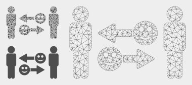 Mutlu Duygu Değişimi İnsanlar Vektör Mesh Ağ Modeli ve Üçgen Mozaik Simgesi