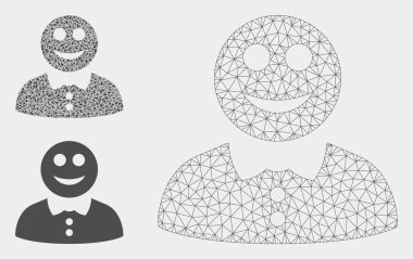 Happy Boy Vektör Örgü 2d Model ve Üçgen Mozaik Simgesi