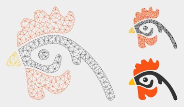 Hen Head Vektör Örgü Karkas Modeli ve Üçgen Mozaik Simgesi