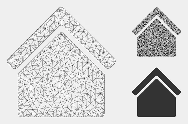 Οικιακό διανυσματικό πλέγμα πλέγματος καλωδίων και εικονίδιο τριγώνου μωσαϊκό — Διανυσματικό Αρχείο