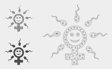 Mutlu Tohumlama Vektör Örgü Ağ Modeli ve Üçgen Mozaik Simgesi