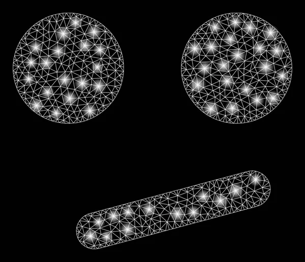 Sonrisa indiferente de la malla 2D del resplandor con los puntos del resplandor — Vector de stock