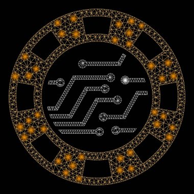 Parlama Spotlu Parlak Örgü Tel Çerçeve DevreSi Casino Chip