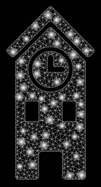 Işık Noktalar ile Parlak Örgü Tel Çerçeve Saat Kulesi