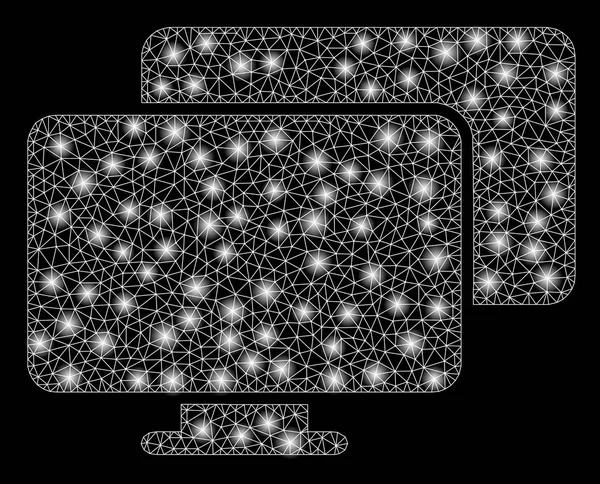 Computadoras Flare Mesh 2D con puntos de llamarada — Archivo Imágenes Vectoriales