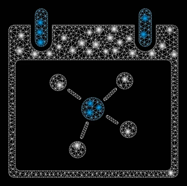 광택 메쉬 와이어 프레임 연결 달력 일 라이트 스팟 — 스톡 벡터