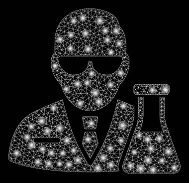 Flash Spotlar ile Parlayan Mesh 2d Kimyasal Bilim Adamı