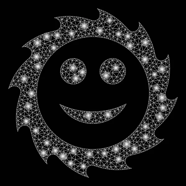 Sourire de lame circulaire de maille arrondie 2D avec des taches arrondies — Image vectorielle
