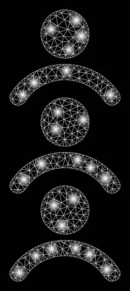 Heldere mesh netwerk man wachtrij met licht spots — Stockvector