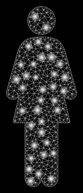 Parlama Spotlar ile flare Mesh 2D ayakta kadın