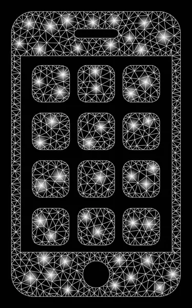 Flare Mesh Carcass Aplicaciones Móviles con Flare Spots — Archivo Imágenes Vectoriales