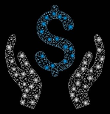 Parlak Mesh karkas ışık Spotlar ile para bakım Hands