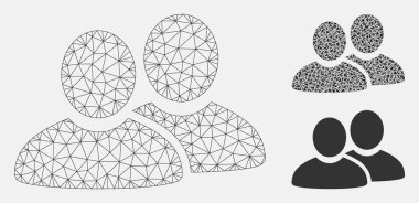 Men Vektör Örgü Karkas Modeli ve Üçgen Mozaik Simgesi