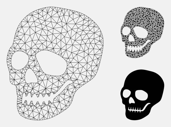 Skull Vector Mesh Carcass Model and Triangle Mosaic Icon