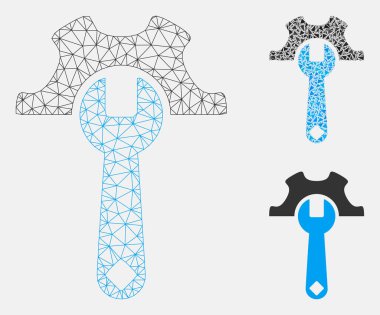 Servis araçları vektör mesh ağ modeli ve üçgen mozaik simge