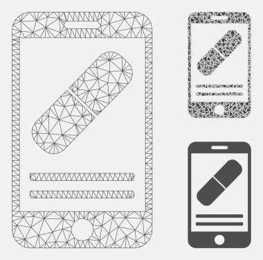 Mobil Eczane Vektör Örgü 2d Model ve Üçgen Mozaik Simgesi