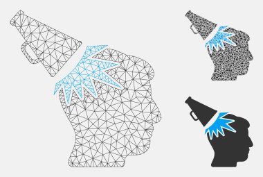 Megafon Darbe Kafası Vektör Örgü Karkas Modeli ve Üçgen Mozaik Simgesi