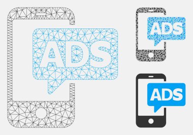 Mobil Reklamlar Vektör Örgü 2d Model ve Üçgen Mozaik Simgesi