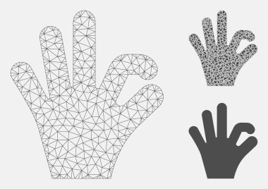 Ok Hareketi Vektör Örgü Tel Çerçeve Modeli ve Üçgen Mozaik Simgesi