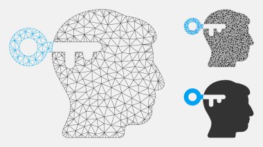 Zihin Anahtar Vektör Örgü Karkas Modeli ve Üçgen Mozaik Simgesi