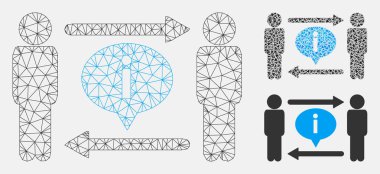 Erkek Bilgi Değişimi Vektör Örgü Karkas Modeli ve Üçgen Mozaik Simgesi