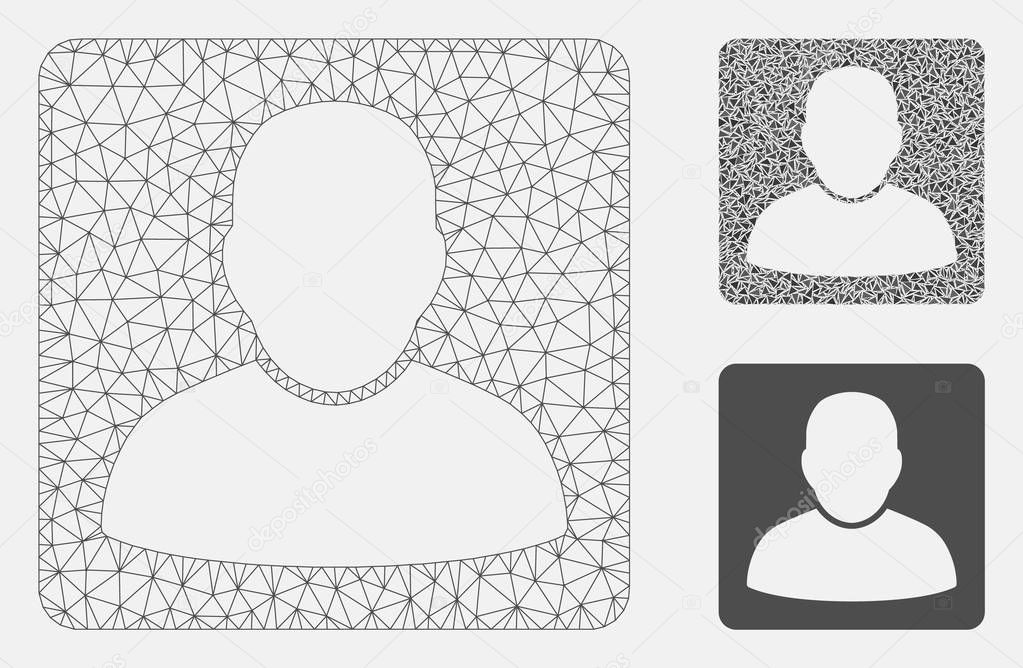 Man Vcard Vector Mesh 2D Model and Triangle Mosaic Icon