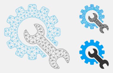 Servis araçları vektör mesh ağ modeli ve üçgen mozaik simge