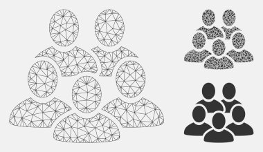 Men Kolektif Vektör Örgü 2d Model ve Üçgen Mozaik Simgesi