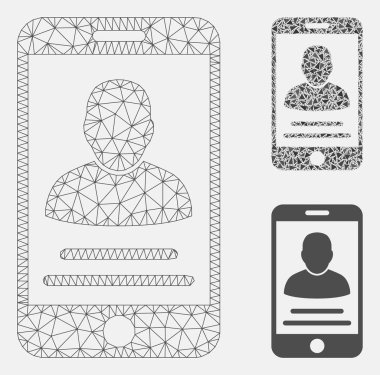 Mobil Hesap Vektör Örgü Ağ Modeli ve Üçgen Mozaik Simgesi