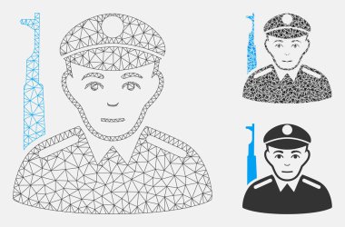 Asker Vektör Örgü Ağ Modeli ve Üçgen Mozaik Simgesi