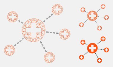 Tıbbi İlişkiler Vektör Örgü 2d Model ve Üçgen Mozaik Simgesi