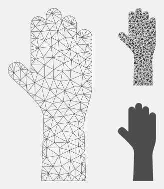 Oy El Vektör Örgü 2d Model ve Üçgen Mozaik Simge