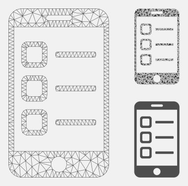 Mobil Liste Vektör Örgü Ağ Modeli ve Üçgen Mozaik Simgesi