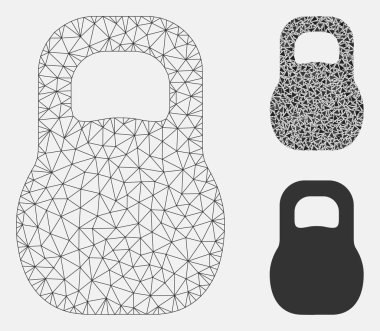 Ağırlık Demir Vektör Örgü Tel Çerçeve Modeli ve Üçgen Mozaik Simgesi