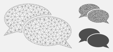 Mesaj Bulutları Vektör Örgü Karkas Modeli ve Üçgen Mozaik Simgesi